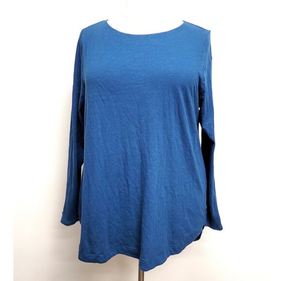 Lane Bryant Blue Cotton Hi-Low Long Sleeve Top 18/20 - Picture 1 of 6